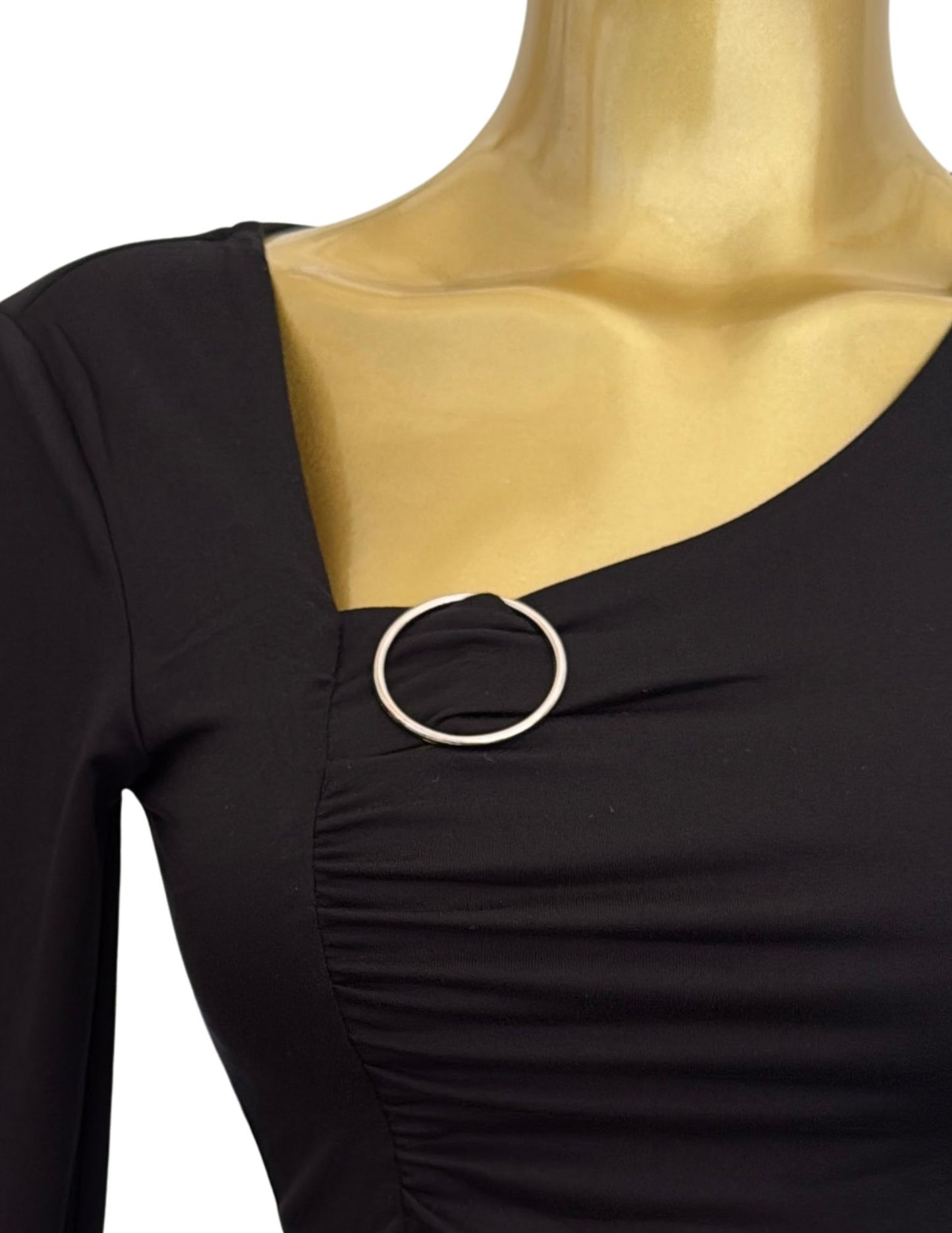 ASYMMETRICAL BUCKLED NECK TOP