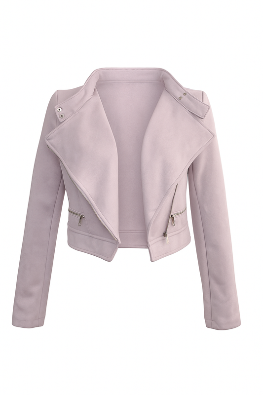 SUEDE CROP BIKER JACKET | LILAC
