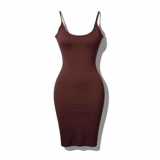 TINA SNATCHED DRESS | BROWN