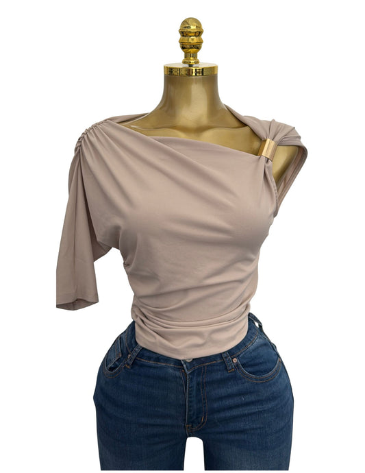 ASYMMETRICAL NECK TOP