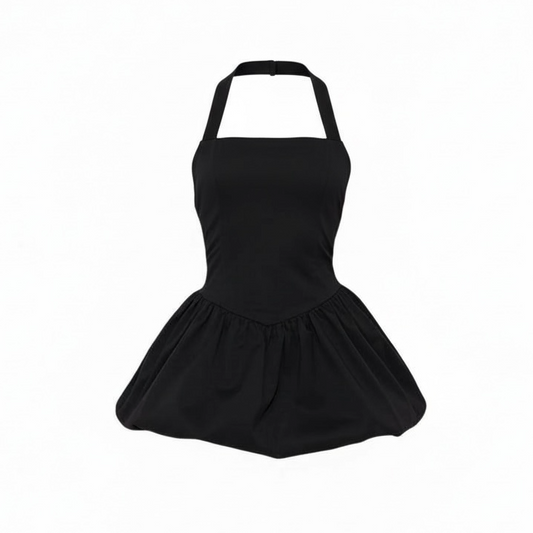 HALTER  BUBBLE DRESS| BLACK