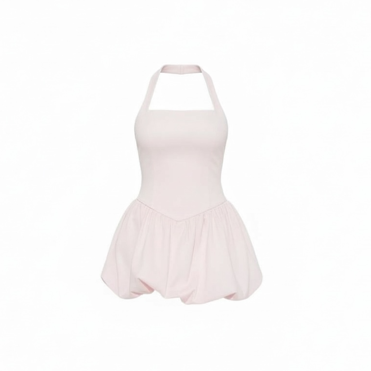 HALTER BUBBLE DRESS | PINK