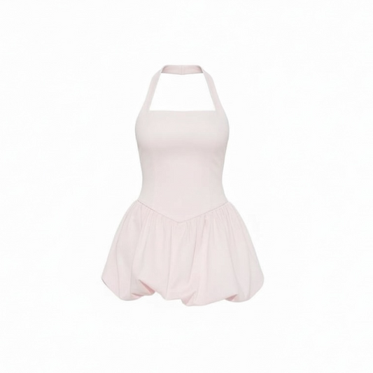 HALTER BUBBLE DRESS | PINK